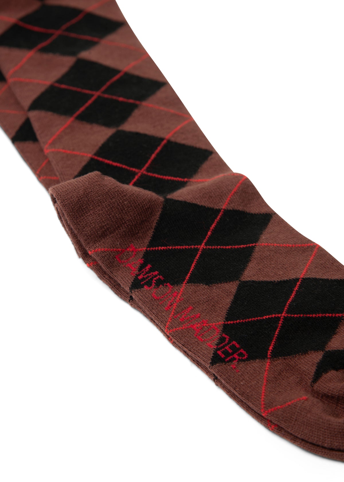 Damson Madder Knee Length Socks - Choc Argyle