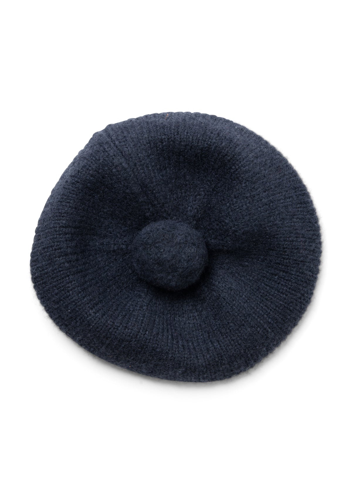 Damson Madder Knitted Pom Pom Beret - Navy