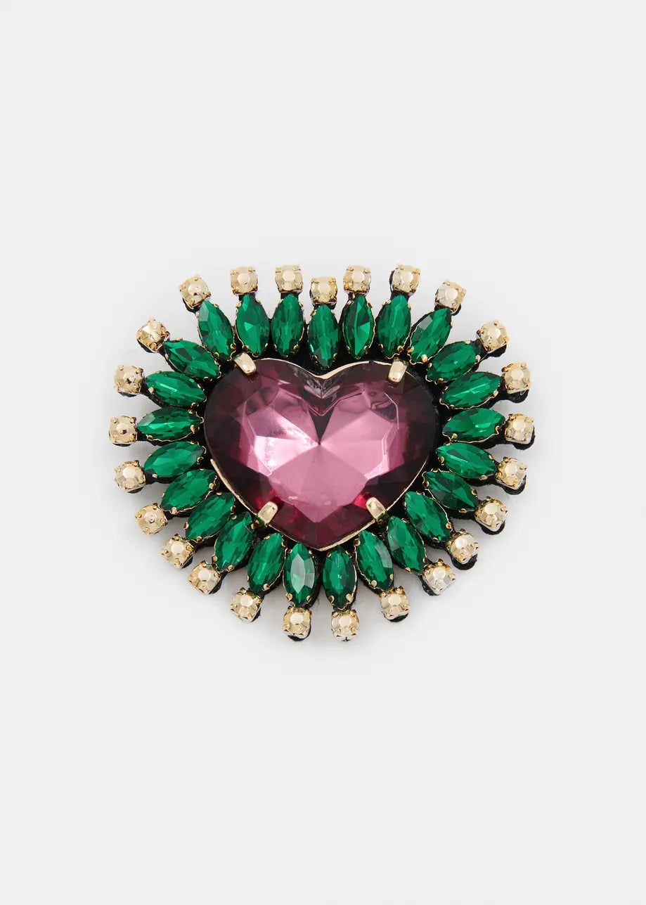 Essentiel Antwerp Koeur Brooch - Green/Pink