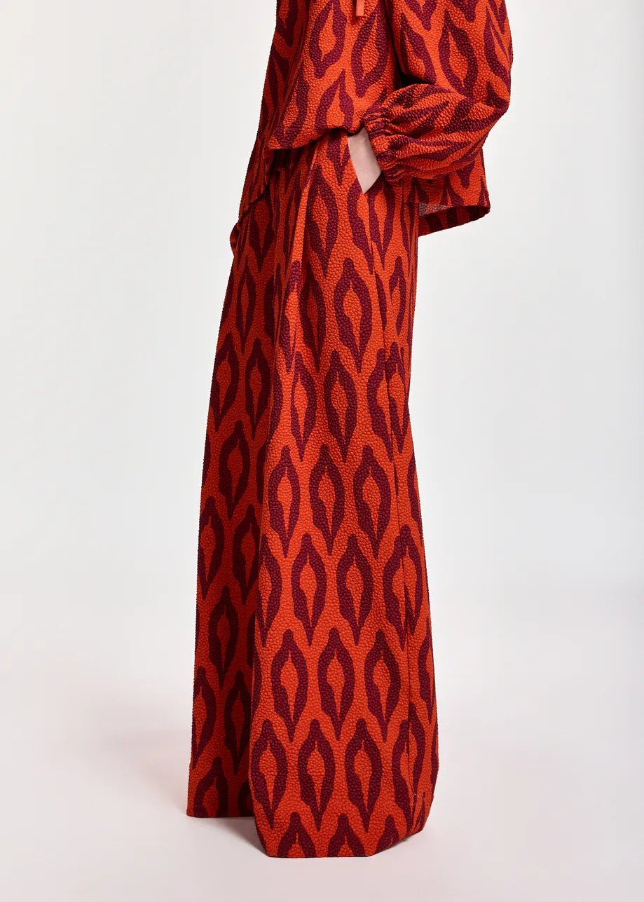 Essentiel Antwerp Kontent Wide-Leg Pant - Orange/Burgundy