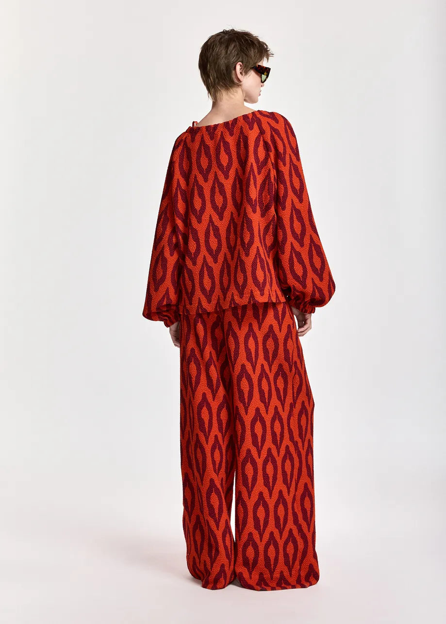 Essentiel Antwerp Kontent Wide-Leg Pant - Orange/Burgundy