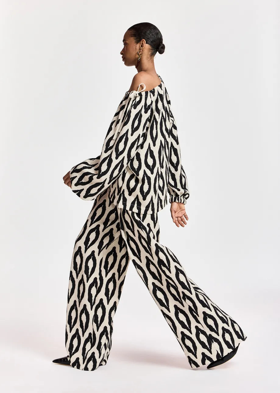 Essentiel Antwerp Kontent Wide-Leg Pant - Black/Off-White