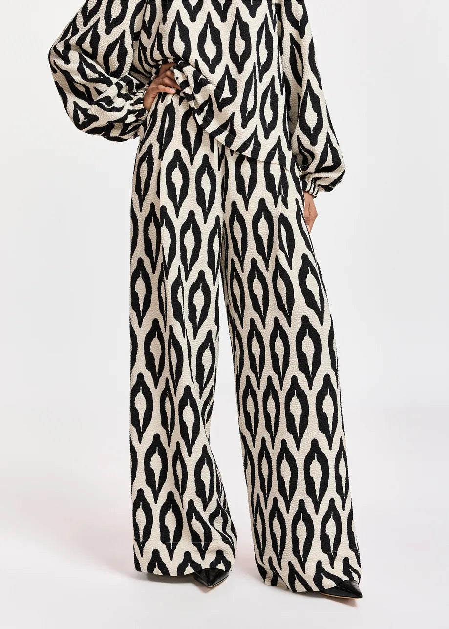 Essentiel Antwerp Kontent Wide-Leg Pant - Black/Off-White
