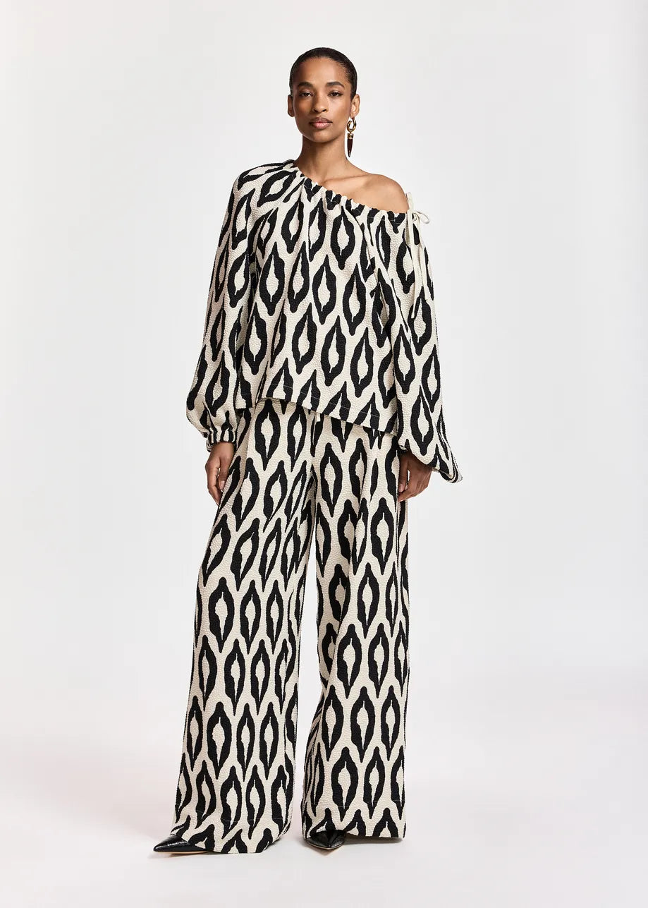 Essentiel Antwerp Kontent Wide-Leg Pant - Black/Off-White