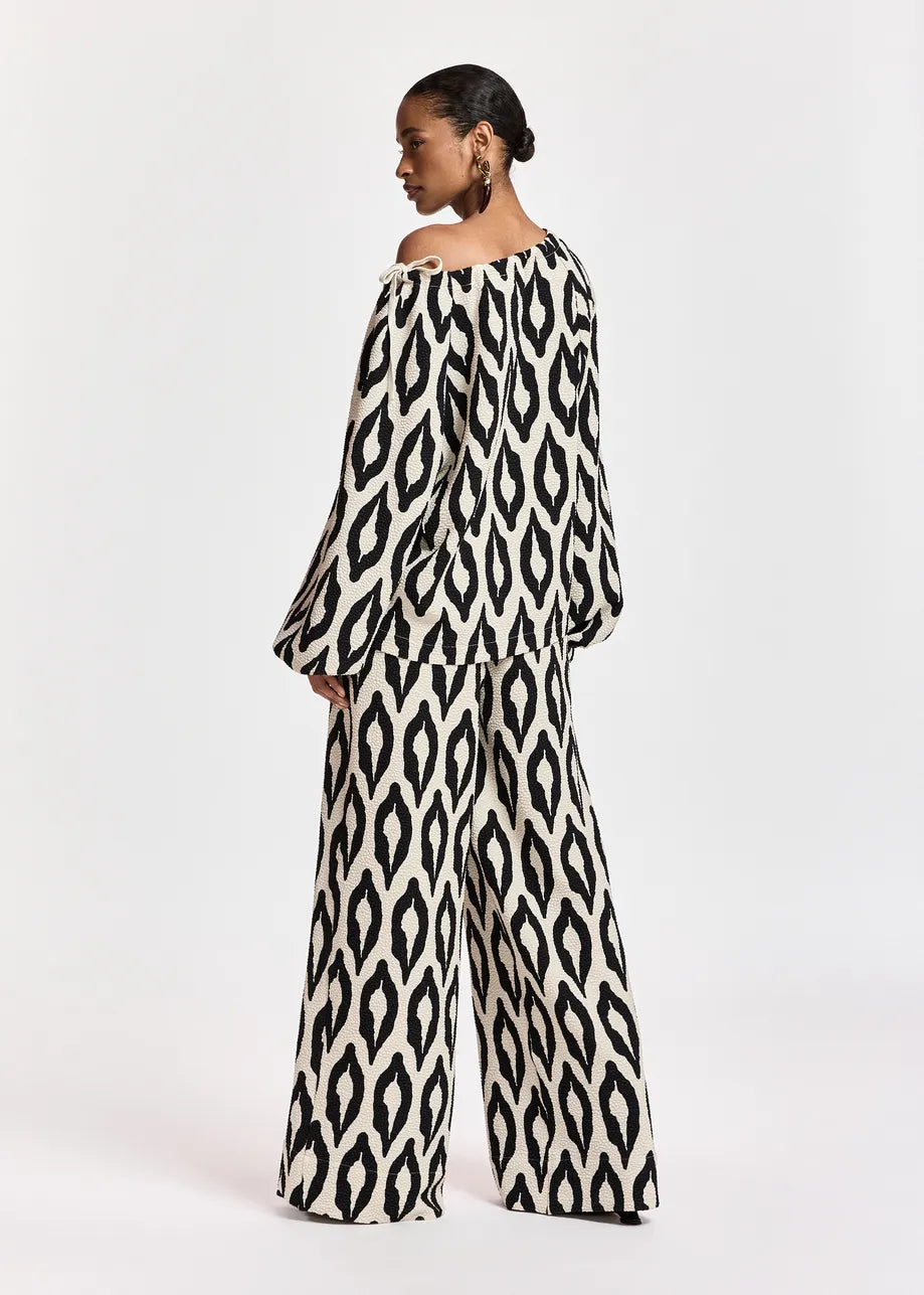 Essentiel Antwerp Kontent Wide-Leg Pant - Black/Off-White