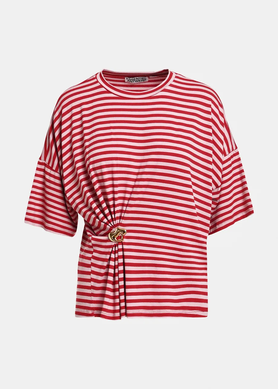 Essentiel Antwerp Kriss Striped Brooch T-Shirt