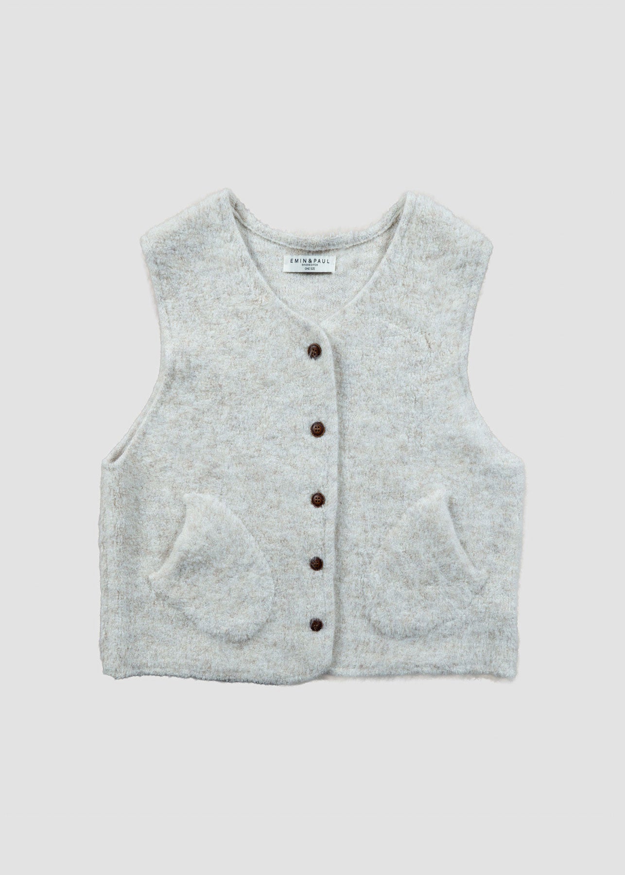 Emin and Paul Fuzzy Knit Vest - Cream