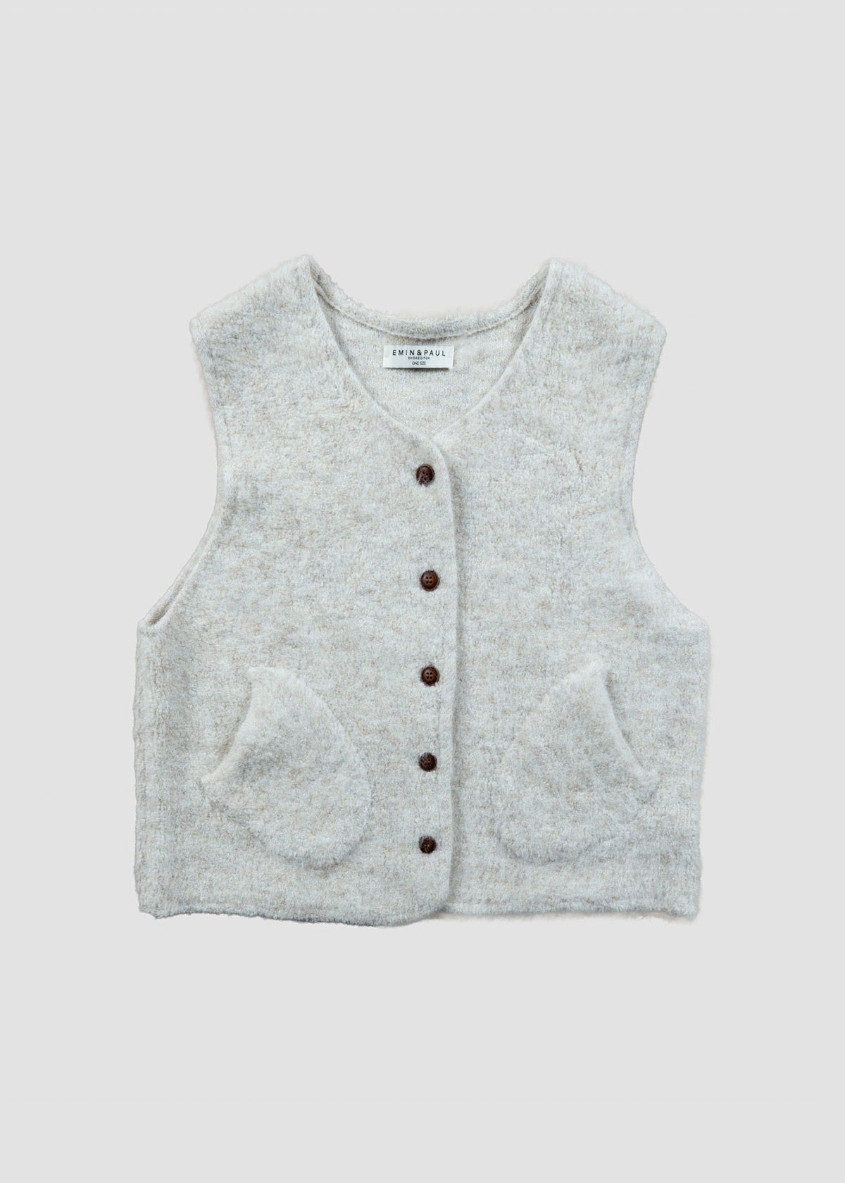 Emin and Paul Fuzzy Knit Vest - Cream