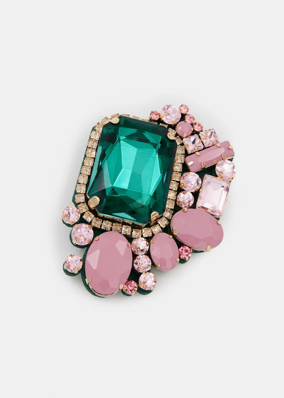 Essentiel Antwerp Kube Cluster Brooch - Green/Pink