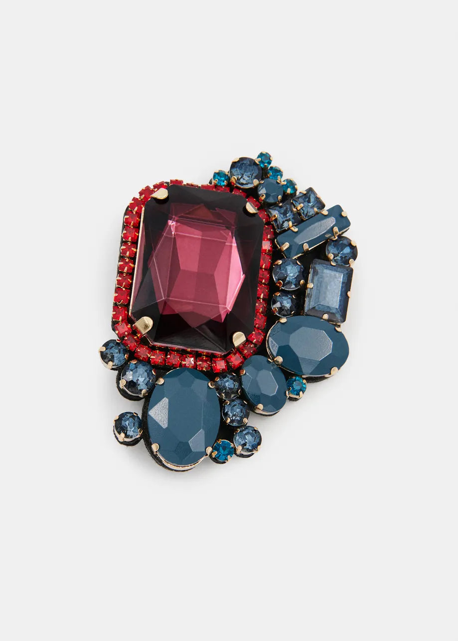 Essentiel Antwerp Kube Cluster Brooch - Dark Blue/Pink/Red