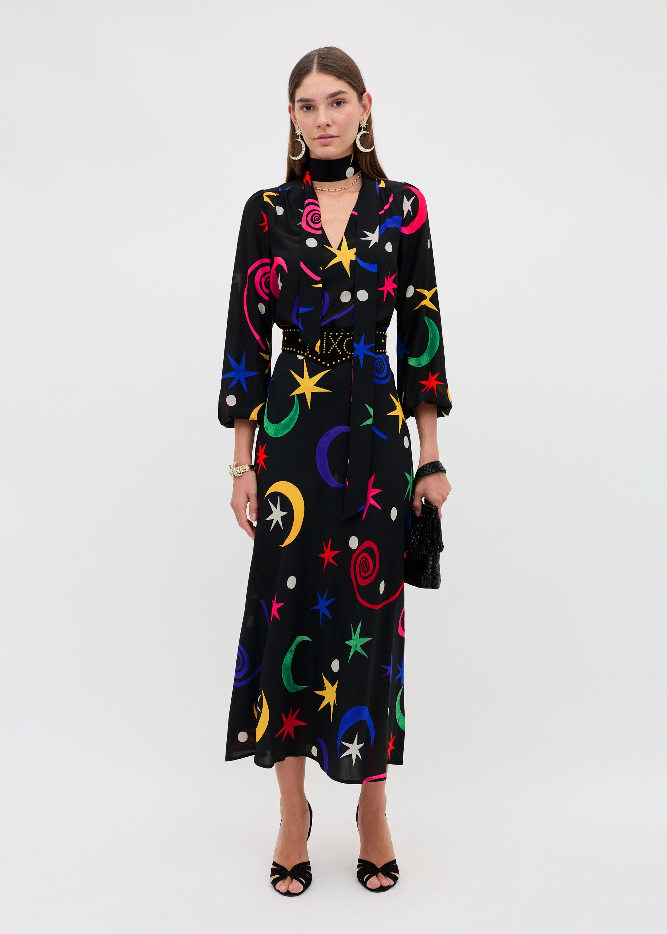 Rixo Kelly Skirt - Cosmos Stars Black