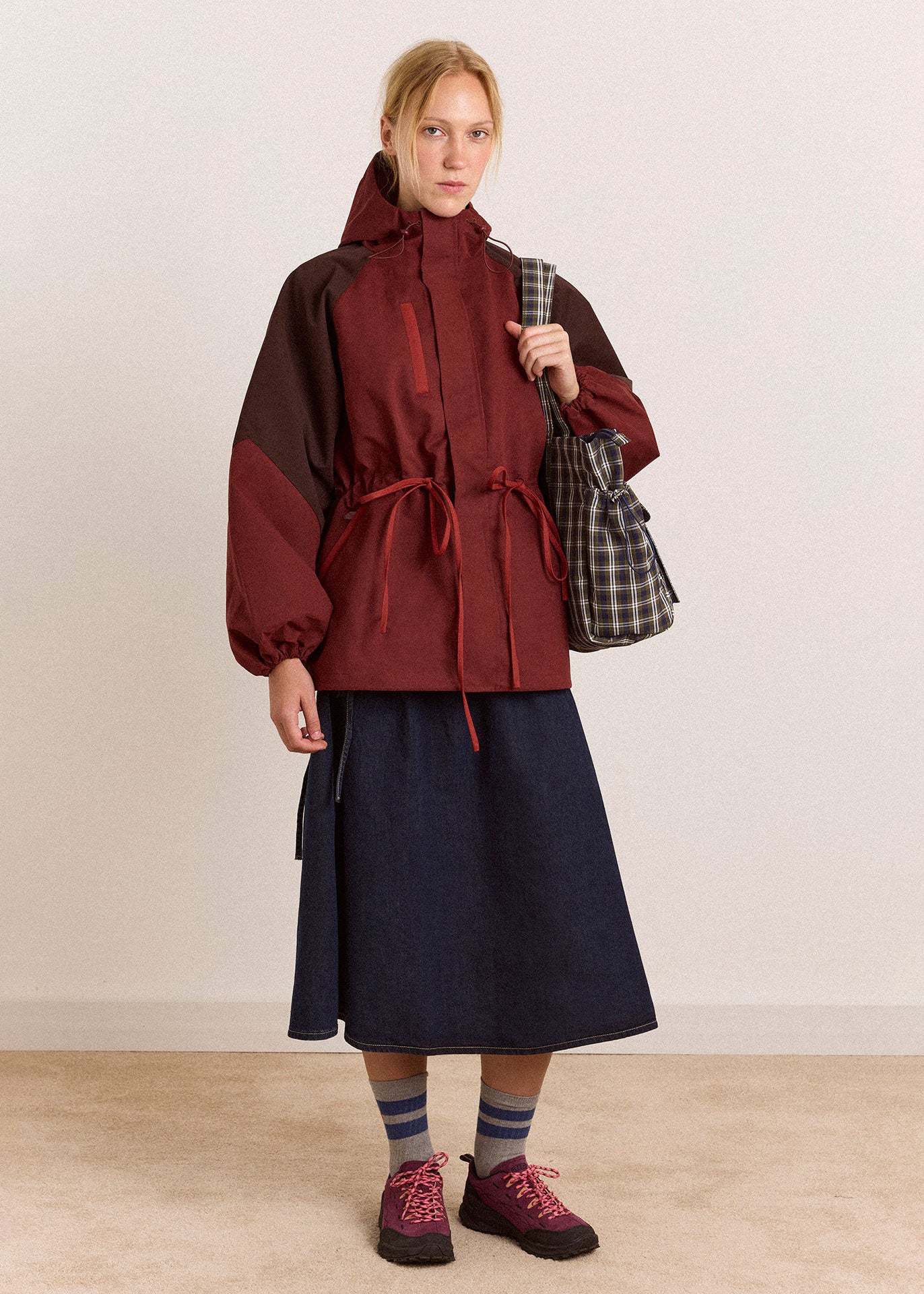 Damson Madder Liu Shower Proof Raincoat - Burgundy