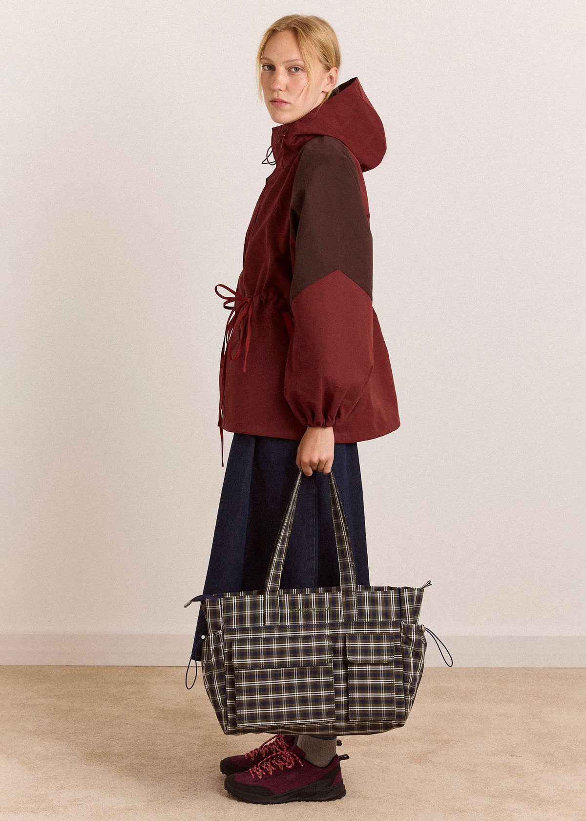 Damson Madder Liu Shower Proof Raincoat - Burgundy