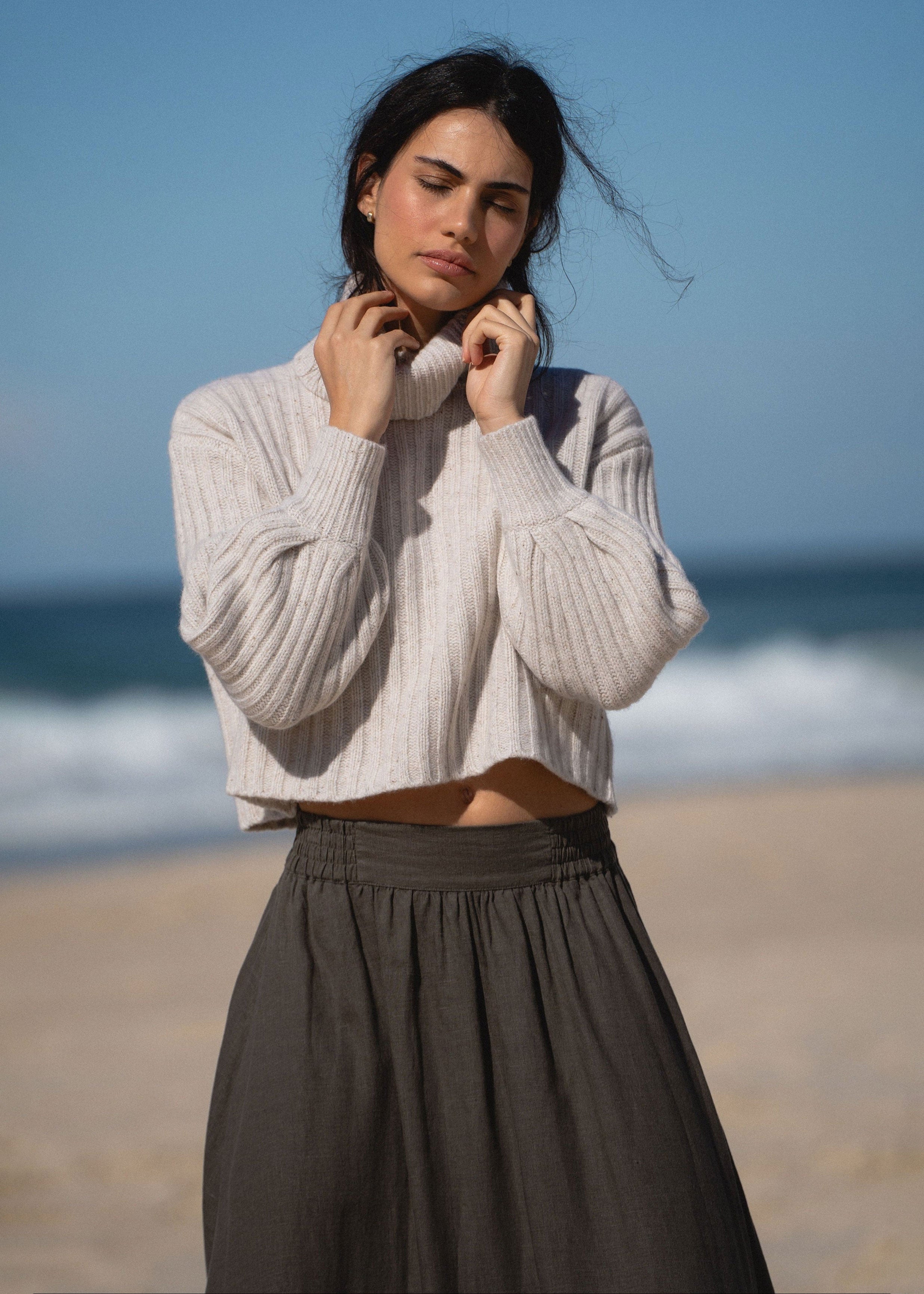 Lilly Pilly Hannah Linen Skirt - Khaki