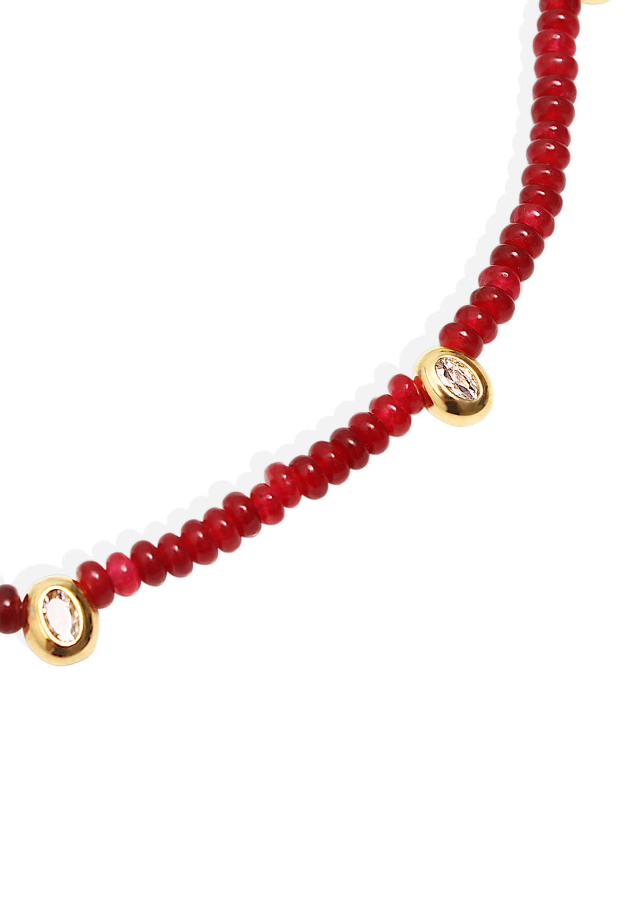 By Alona Lucie Necklace - Gold and Red Jade