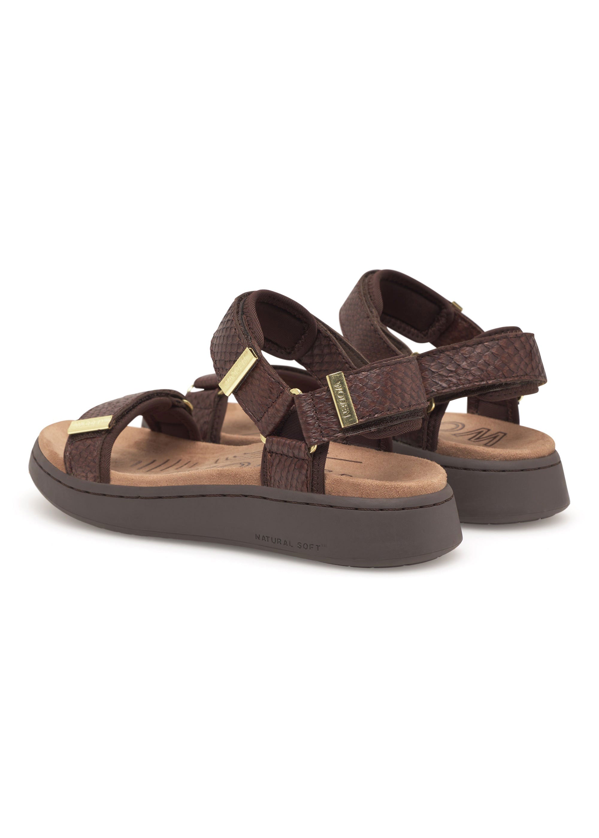 Woden Line Fish Sandals - Chocolate