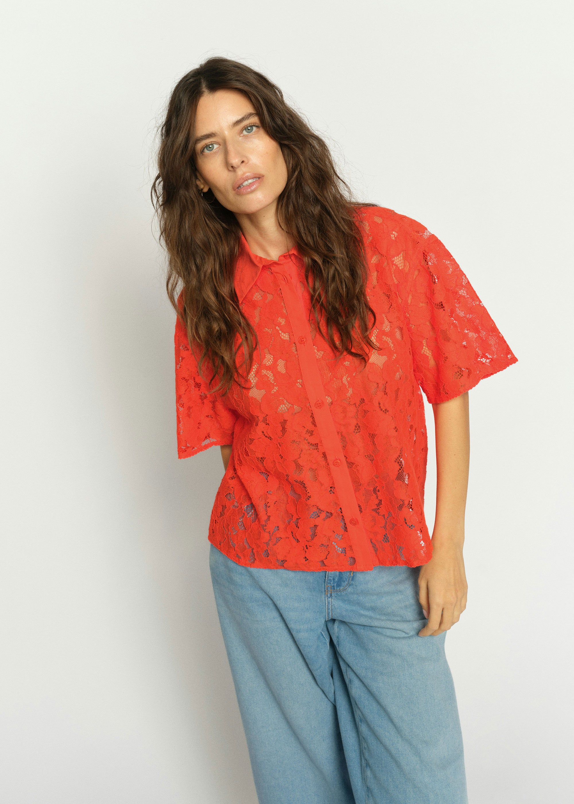 MOS MOSH MMLia River Lace Shirt - Spicy Orange