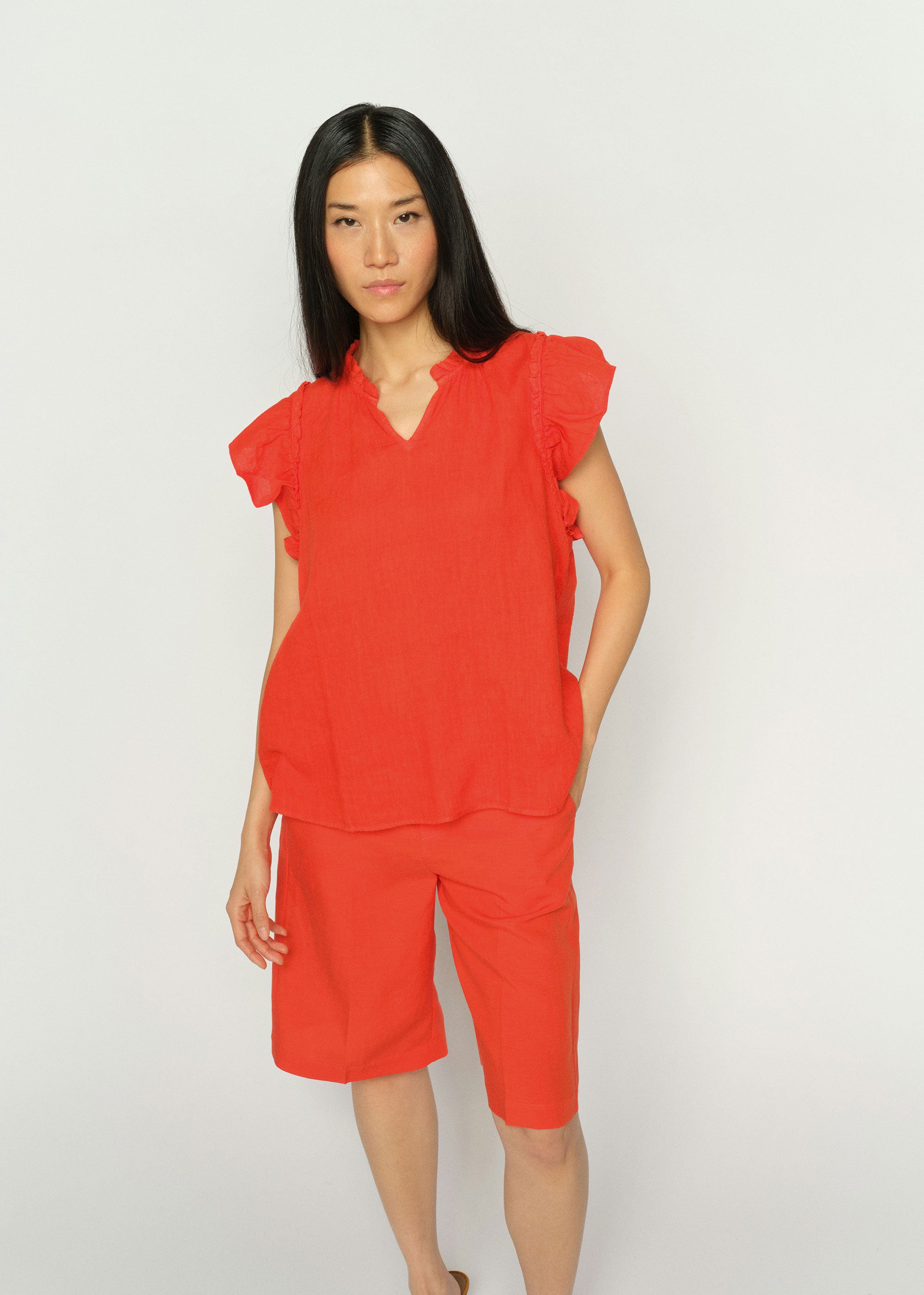 MOS MOSH MMTea Linen Blouse - Spicy Orange
