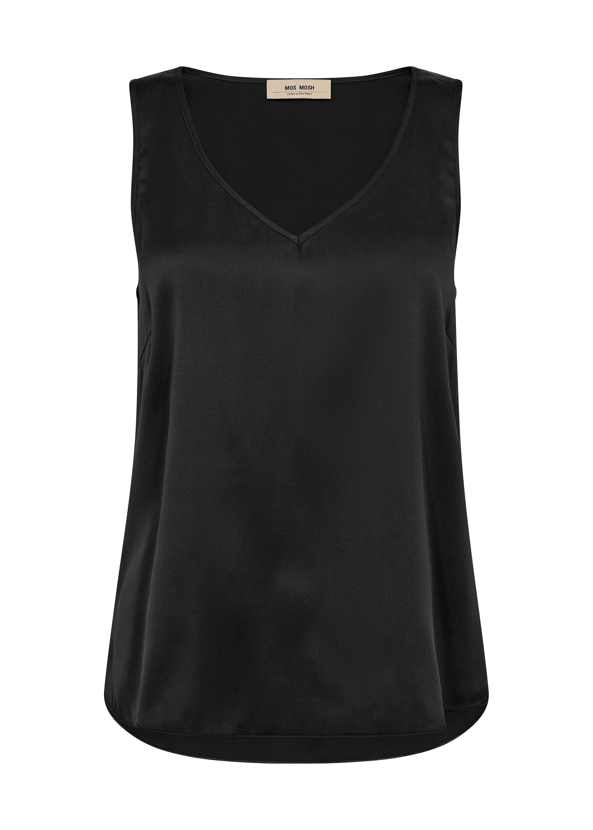 MOS MOSH MMAstrid V-Neck Silk Tank Top - Black