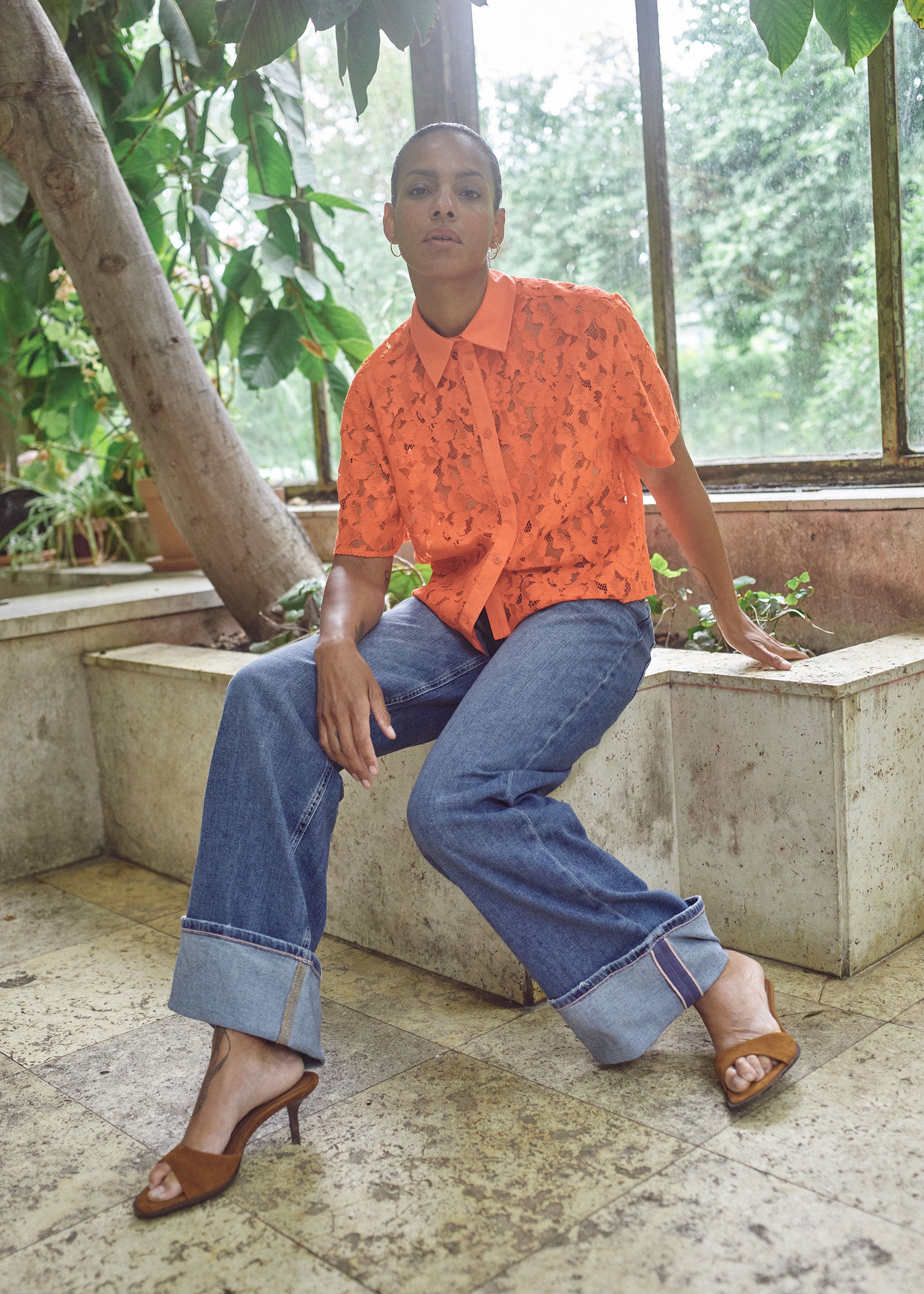 MOS MOSH MMLia River Lace Shirt - Spicy Orange