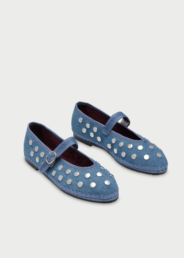 Flabelus Mae Silver Denim Ballerina