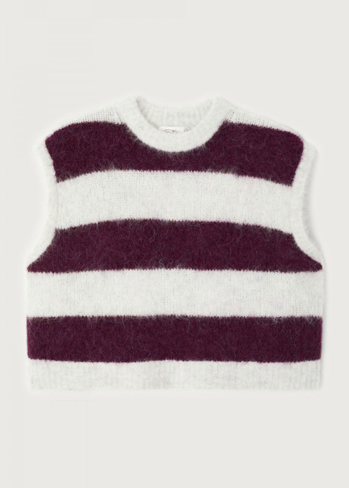 American Vintage Niby Sleeveless Sweater - Cranberry Stripes