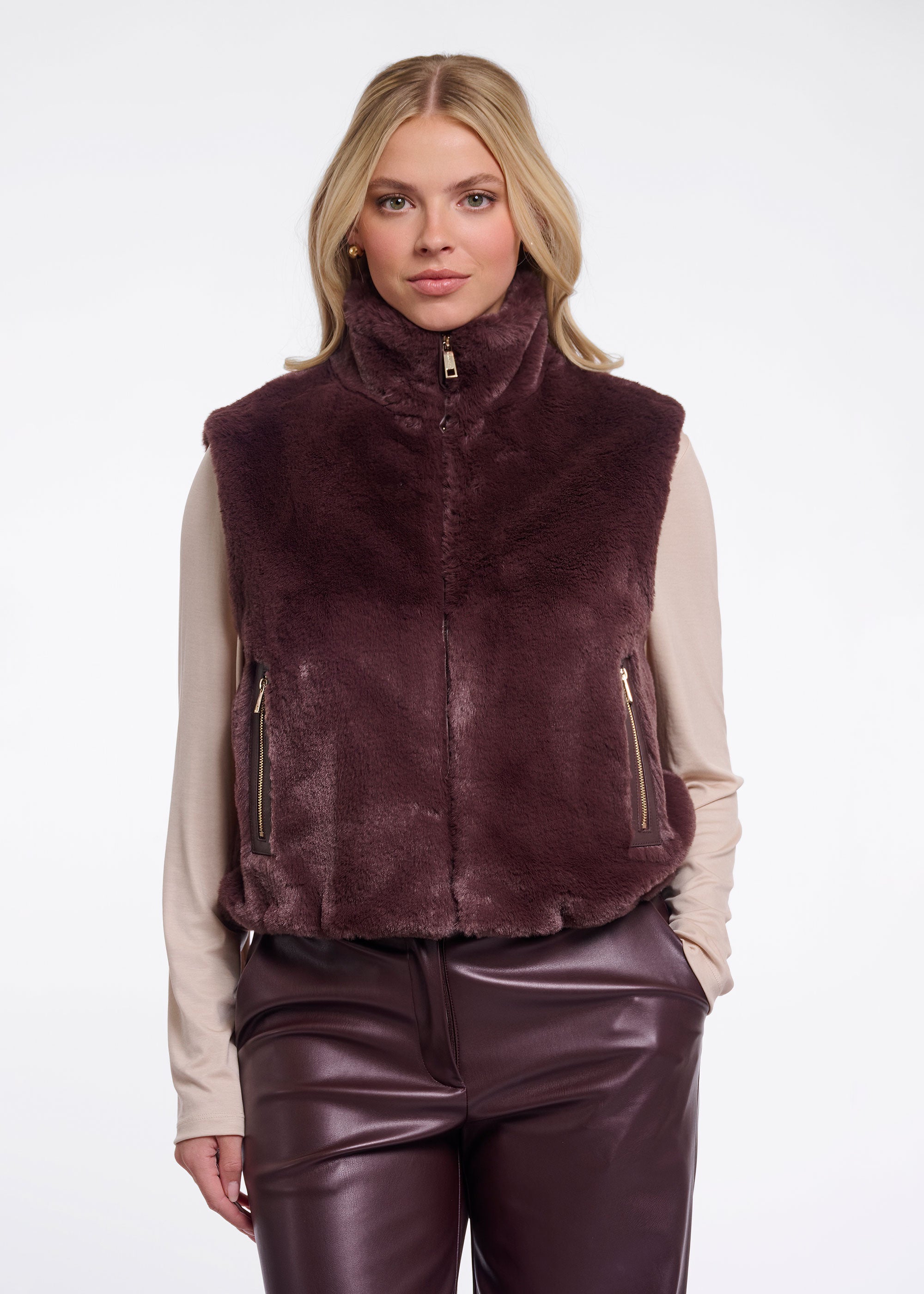 Rino & Pelle Nikki Short Waistcoat - Choclate Bean