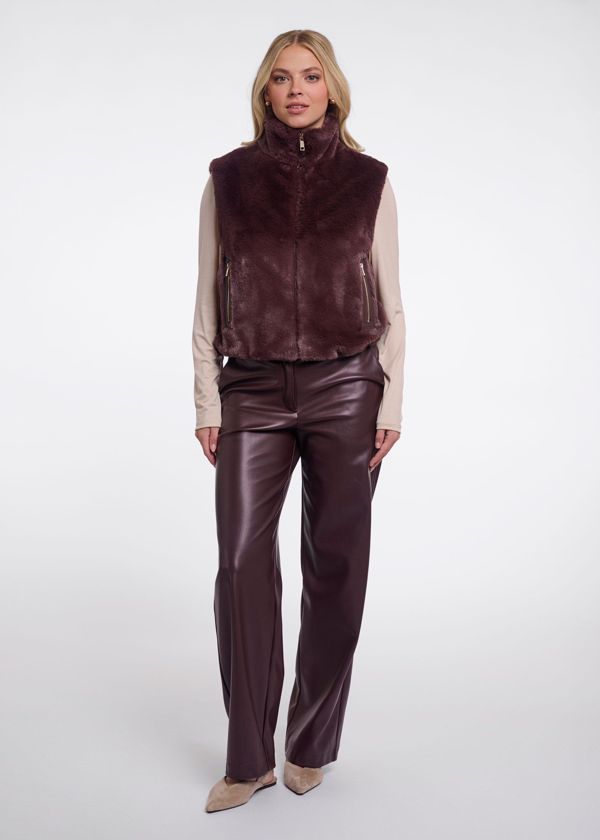 Rino & Pelle Nikki Short Waistcoat - Choclate Bean