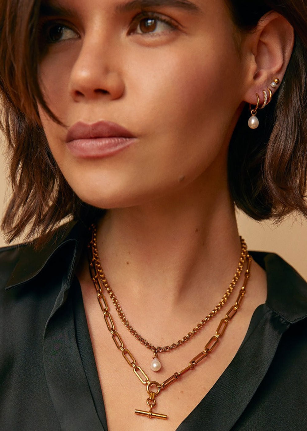 Orelia LUXE Linear Link T-Bar Necklace - Gold