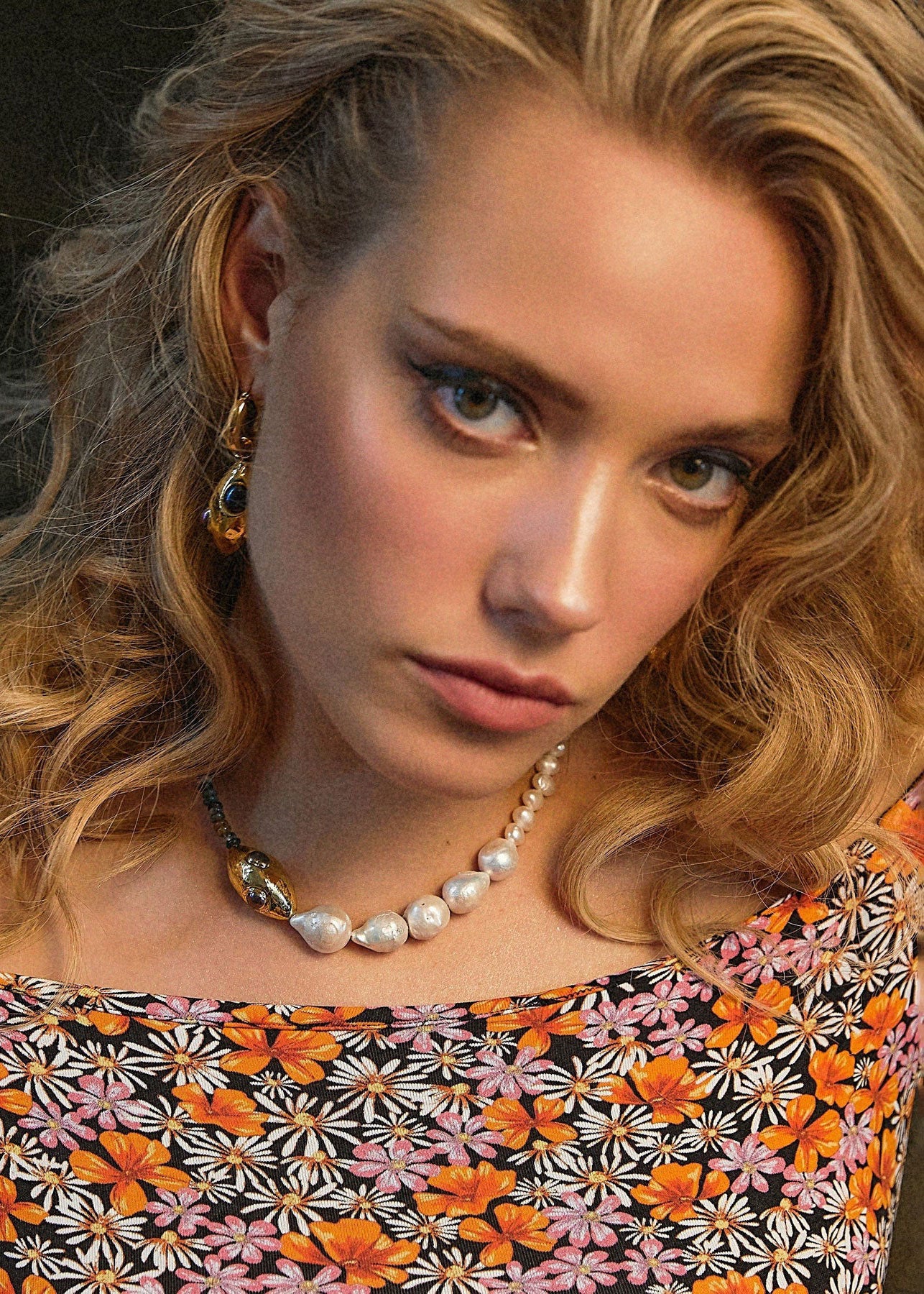 By Alona Orion Necklace - Gold with Indian Agate and Pearls