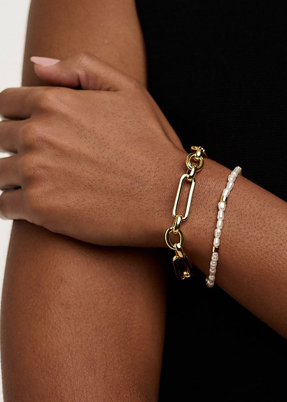 Orelia Rectangular Link T-Bar Bracelet - Gold