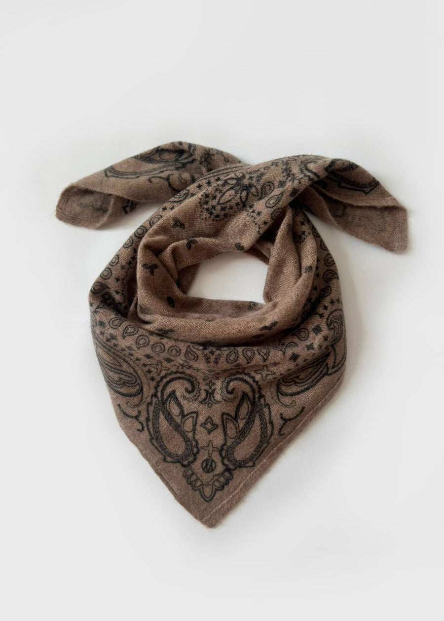 Lescarf Cashmere Paisley Scarf - Greige - 65cm