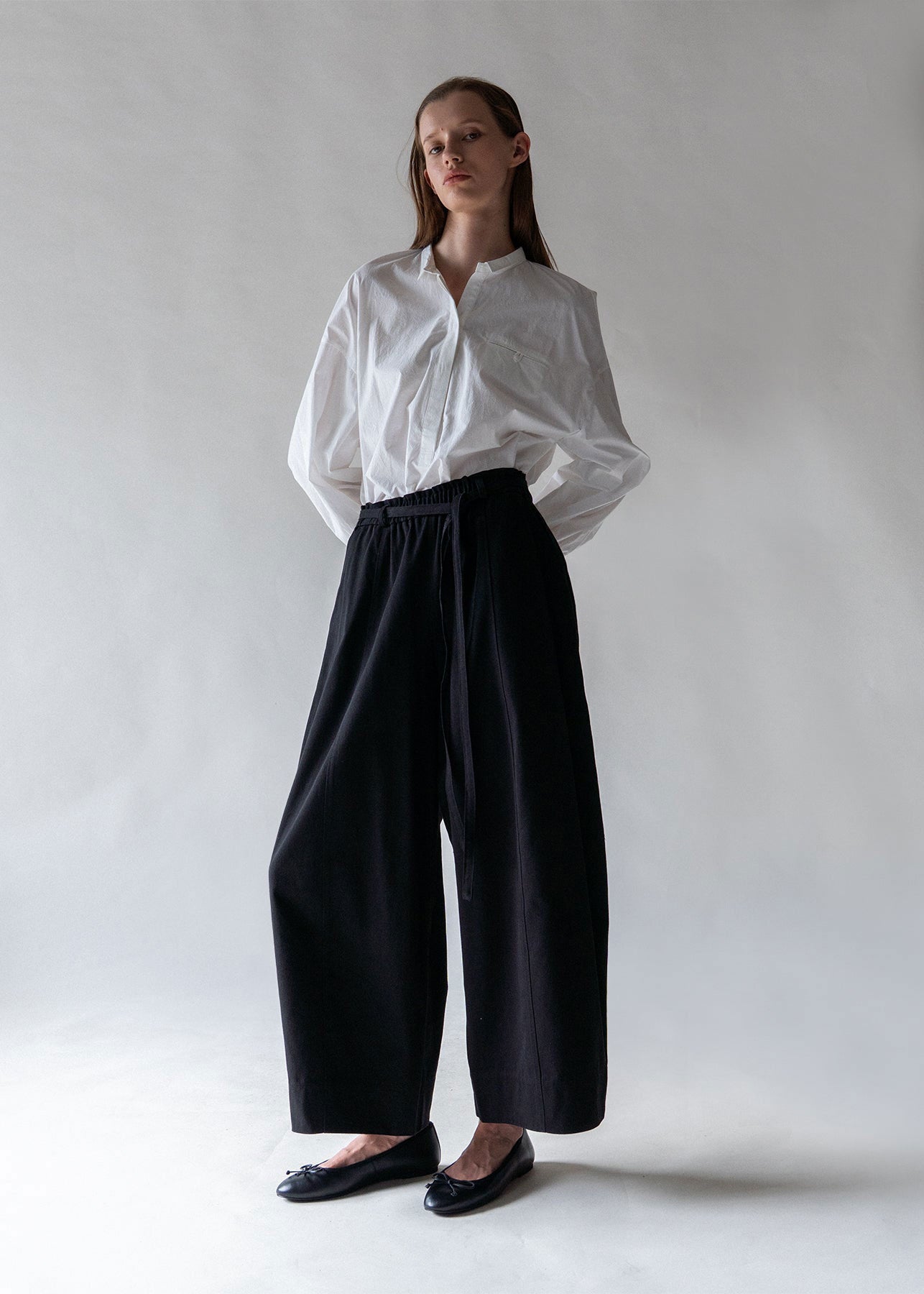 Emin and Paul Black Belted Relax Wide Trousers - Black