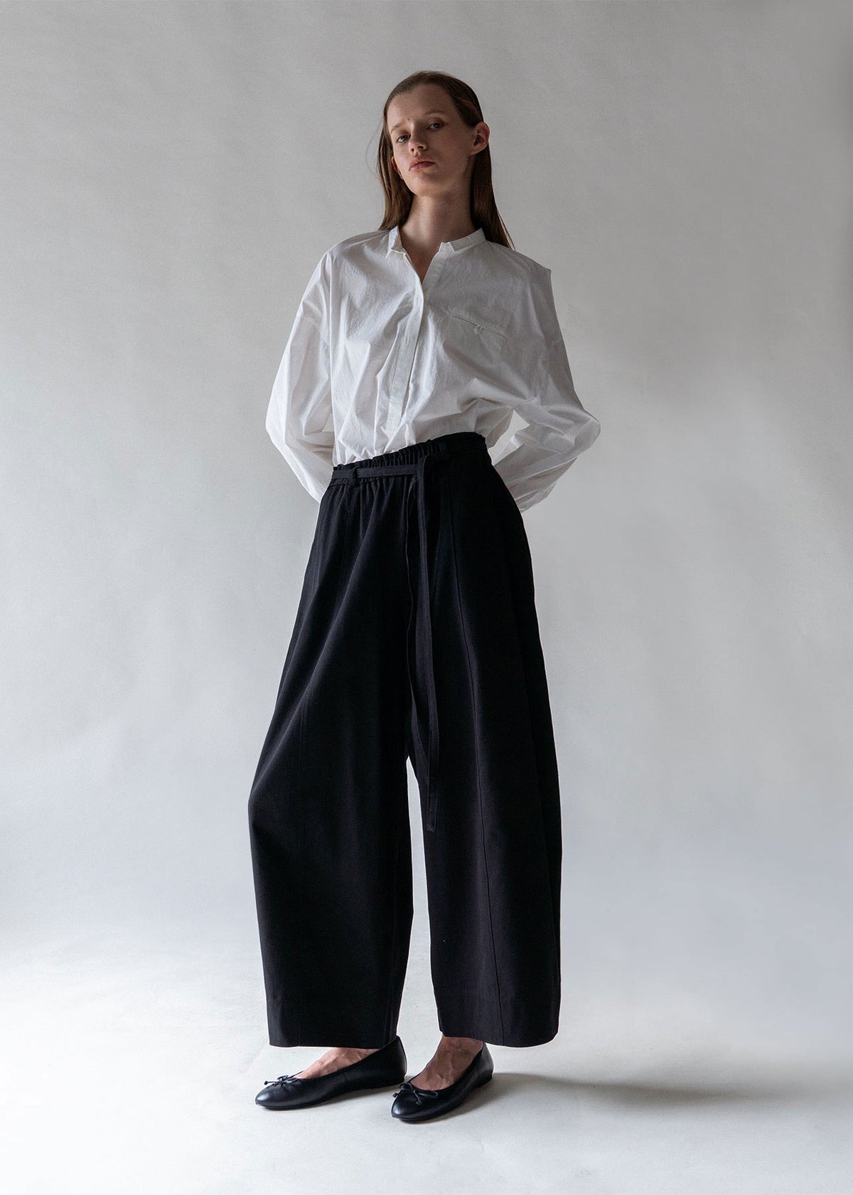 Emin and Paul Black Belted Relax Wide Trousers - Black