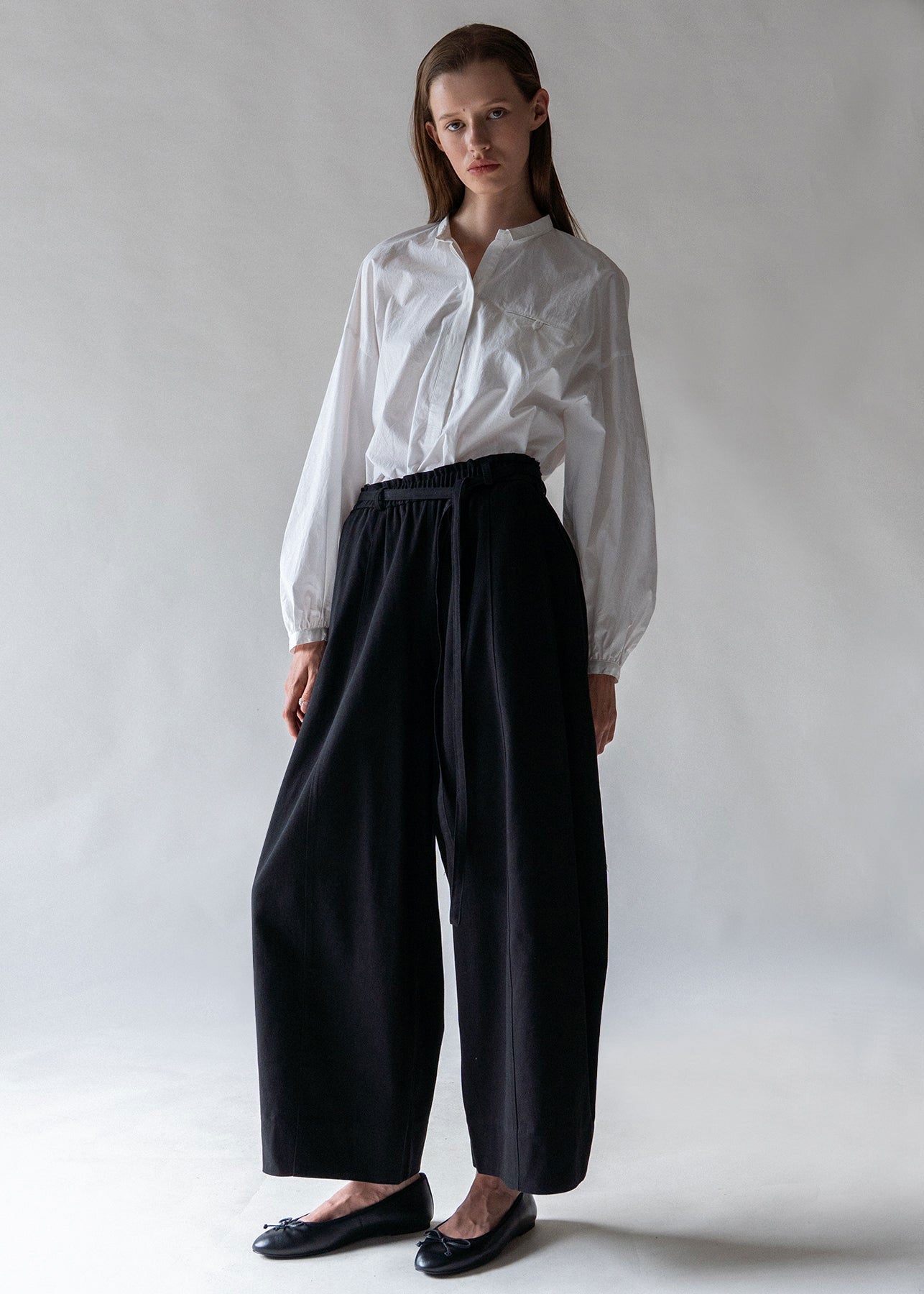 Emin and Paul Black Belted Relax Wide Trousers - Black