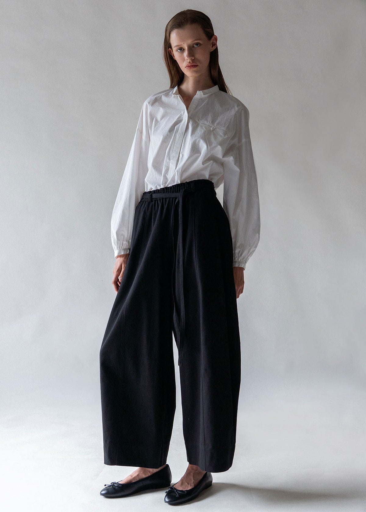 Emin and Paul Black Belted Relax Wide Trousers - Black
