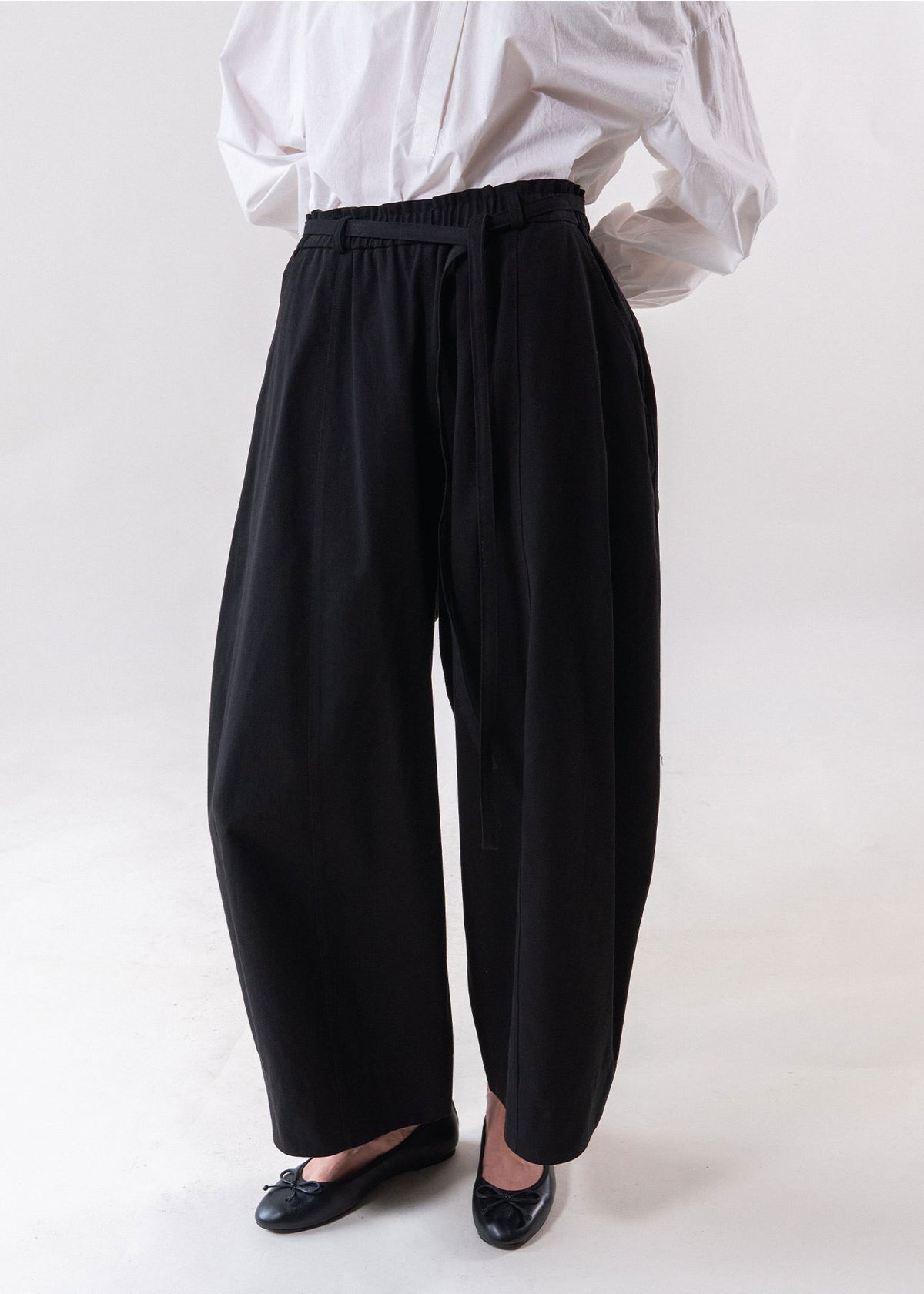 Emin and Paul Black Belted Relax Wide Trousers - Black