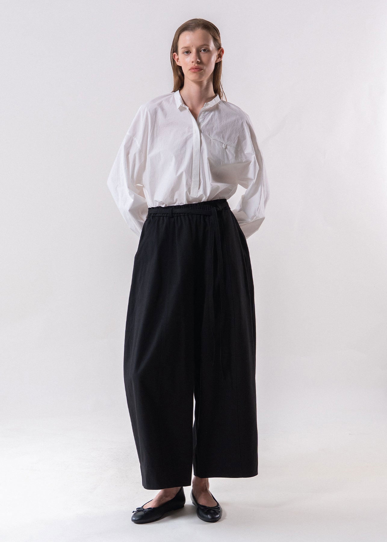 Emin and Paul Black Belted Relax Wide Trousers - Black