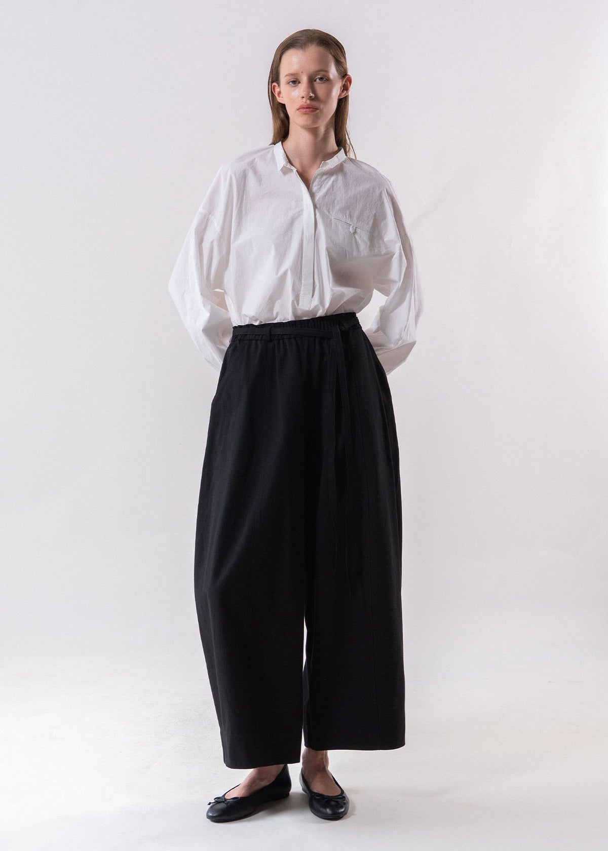 Emin and Paul Black Belted Relax Wide Trousers - Black