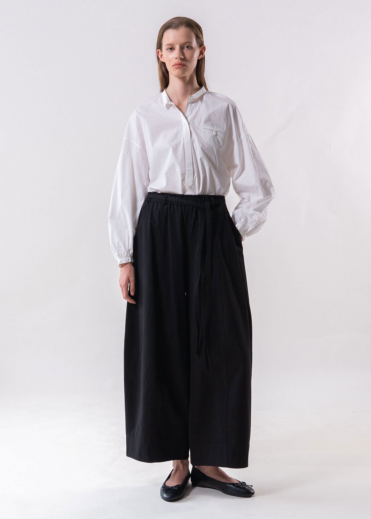 Emin and Paul Black Belted Relax Wide Trousers - Black