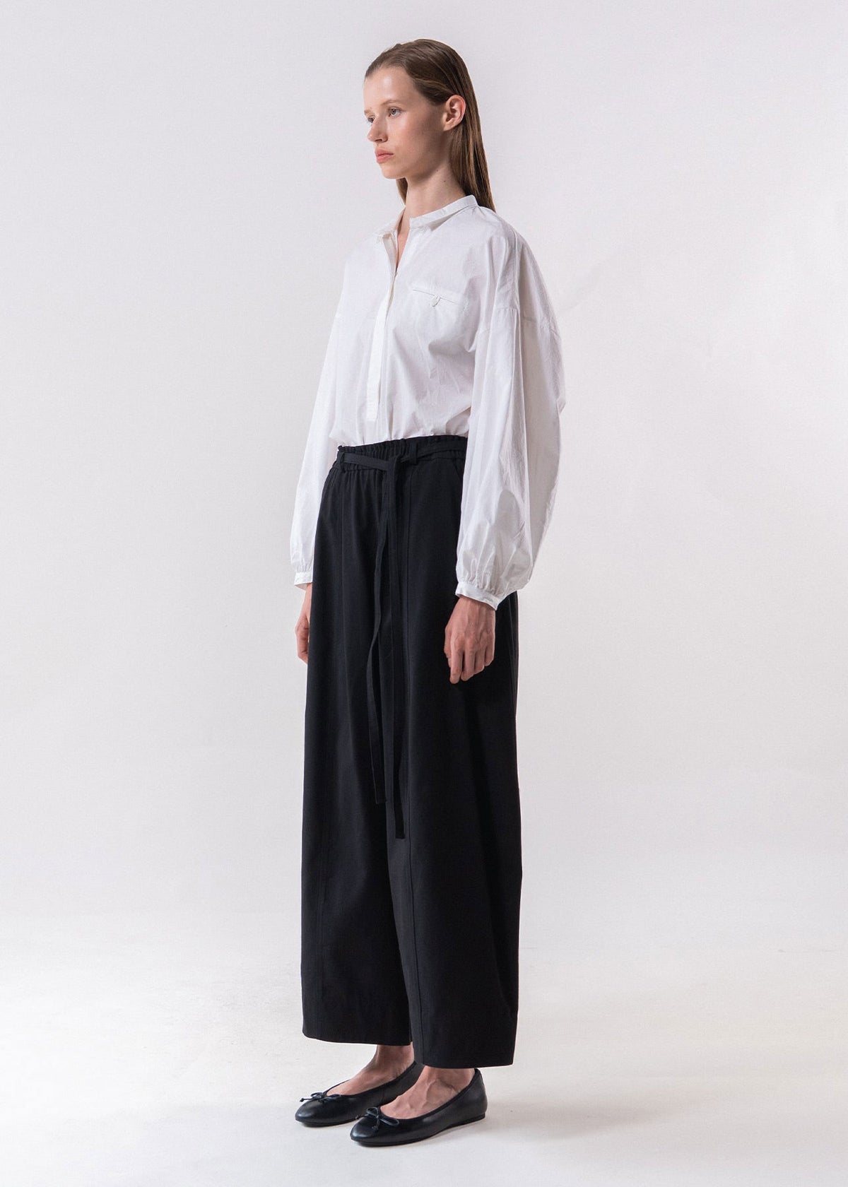Emin and Paul Black Belted Relax Wide Trousers - Black