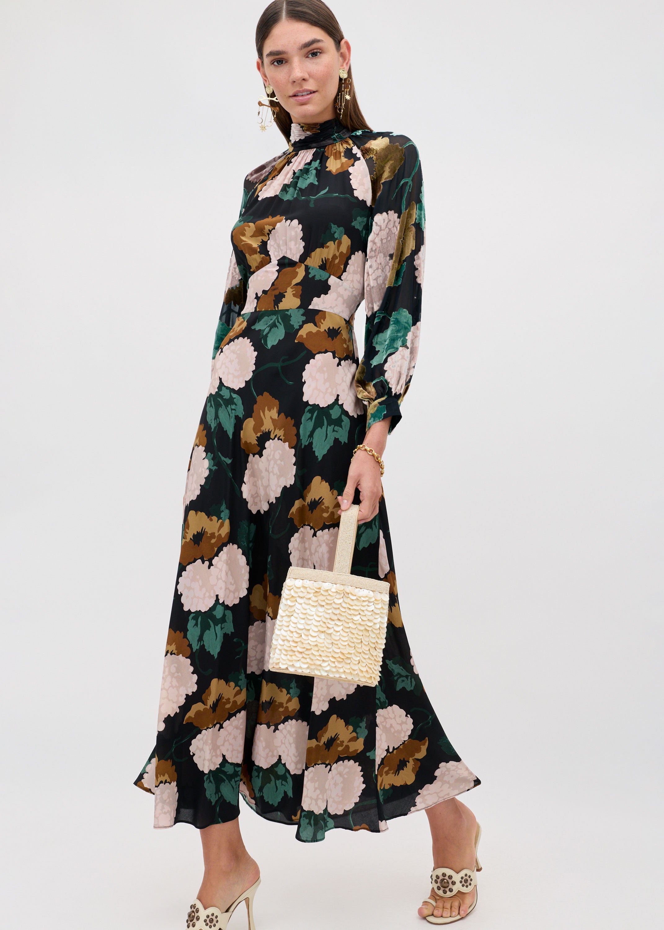 Rixo Paige Dress - Hydrangea Floral Charcoal