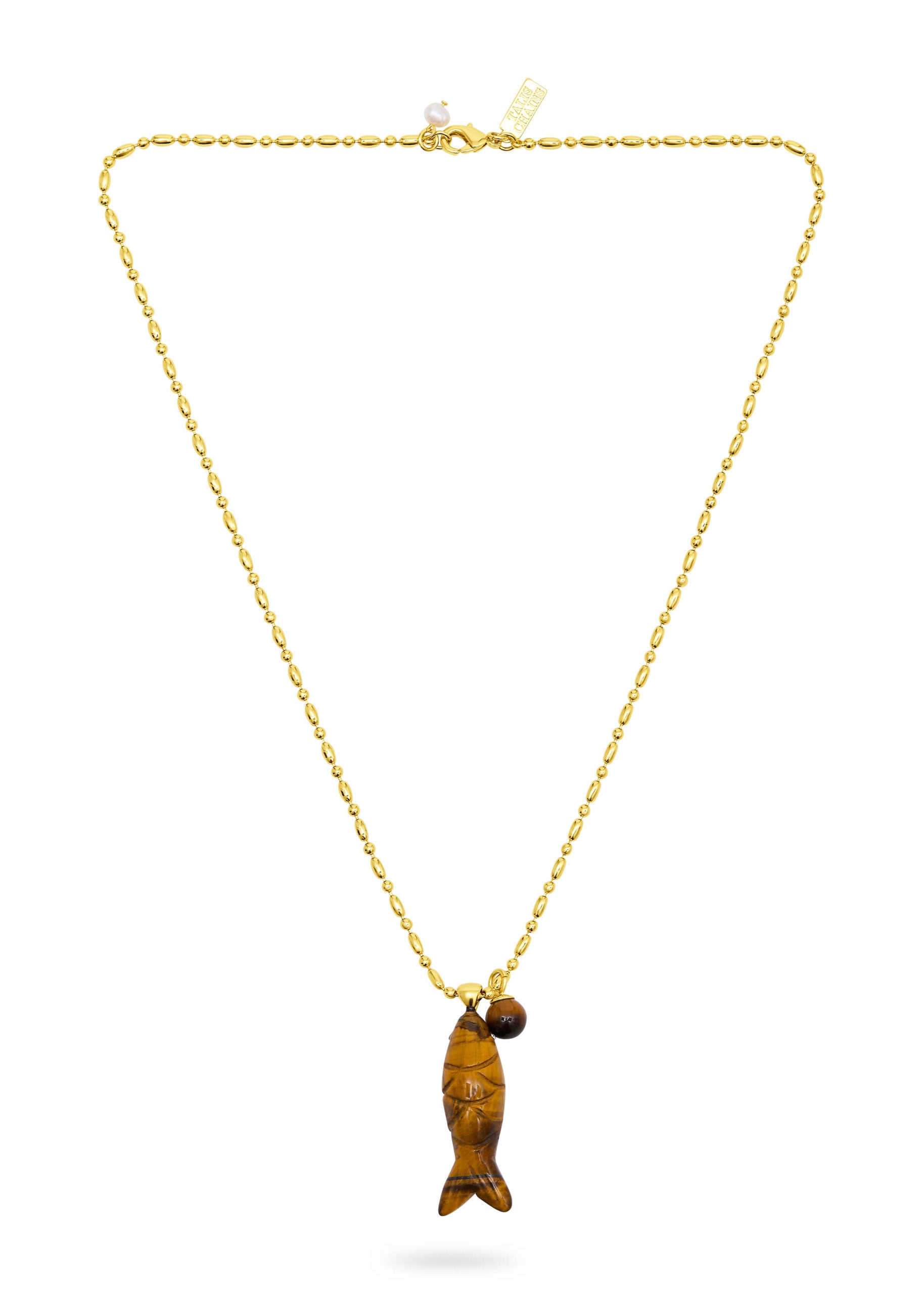 Talis Chains Happy Fish Pendant Necklace - Tiger’s Eye