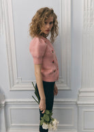 Side view, puffed shoulder cap and ribbed short-sleeve cuff
