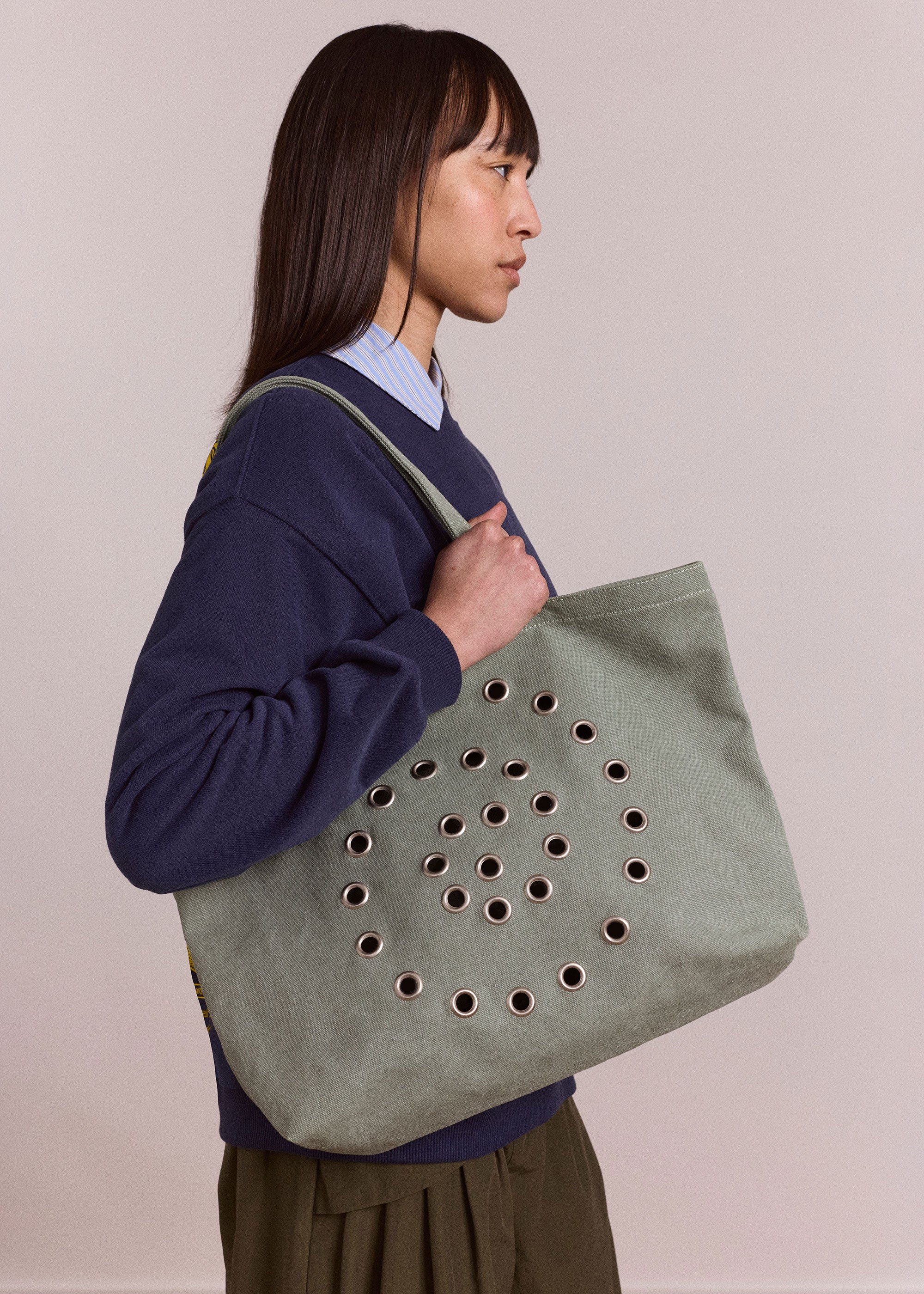 Damson Madder Raine Swirly Eyelet Tote Bag - Mint