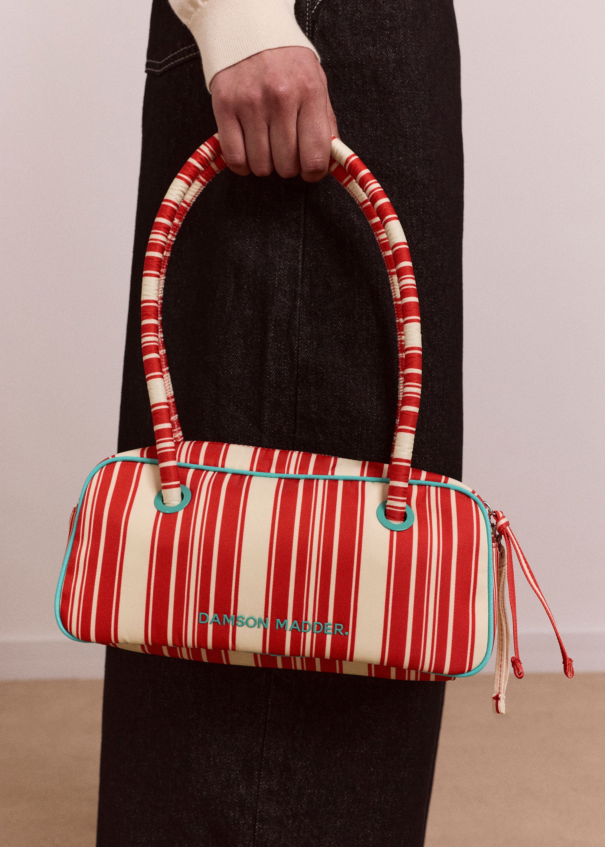 Damson Madder Renne Bowler Bag - Cherry Deck Chair Stripe