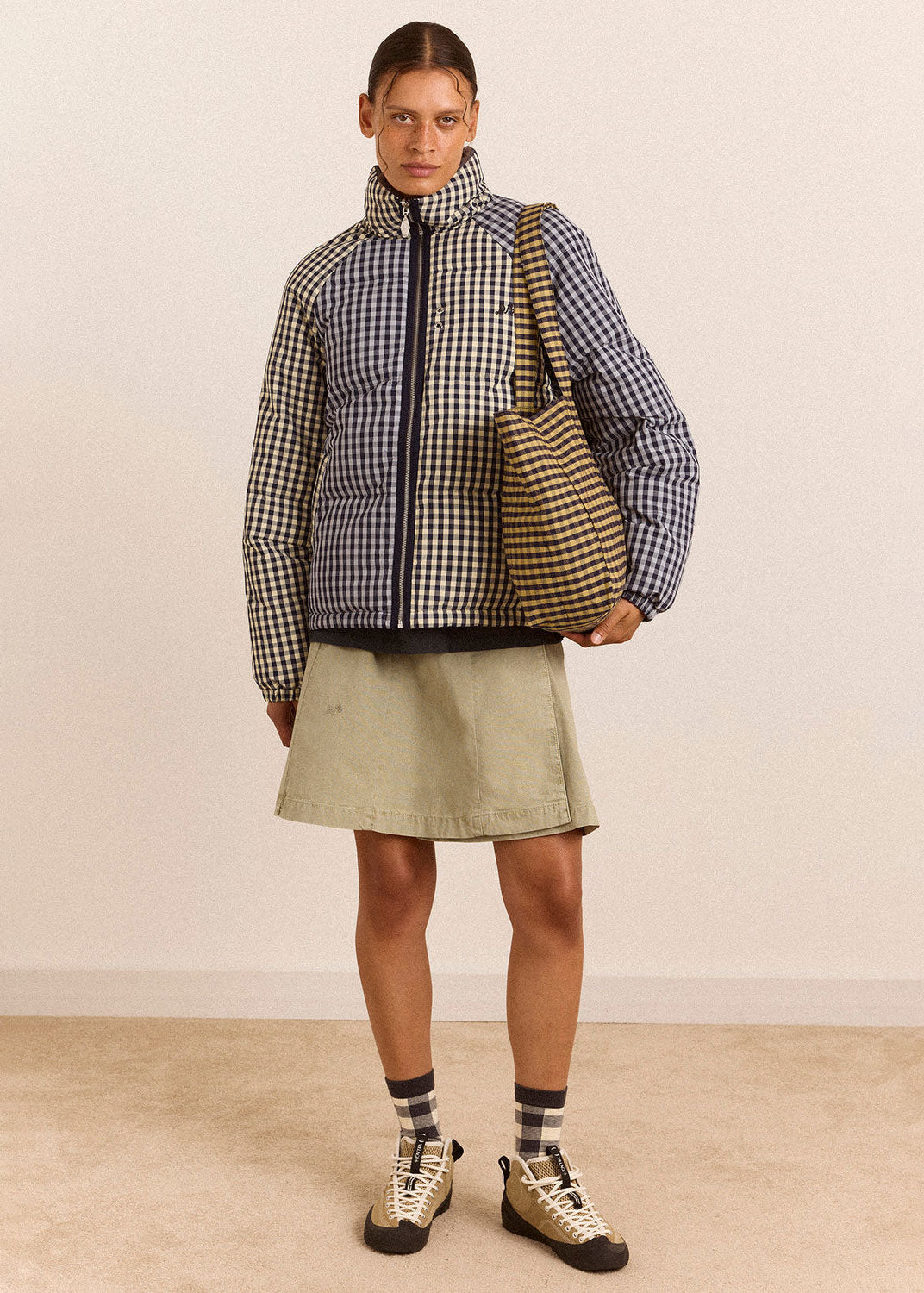 Damson Madder Reversible Opal Puffer - Mix Gingham