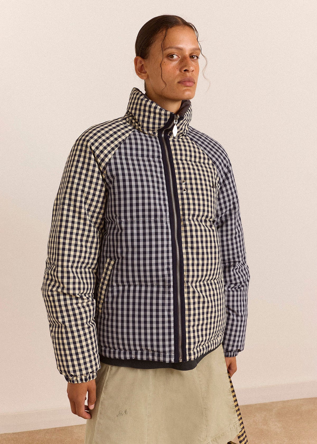 Damson Madder Reversible Opal Puffer - Mix Gingham