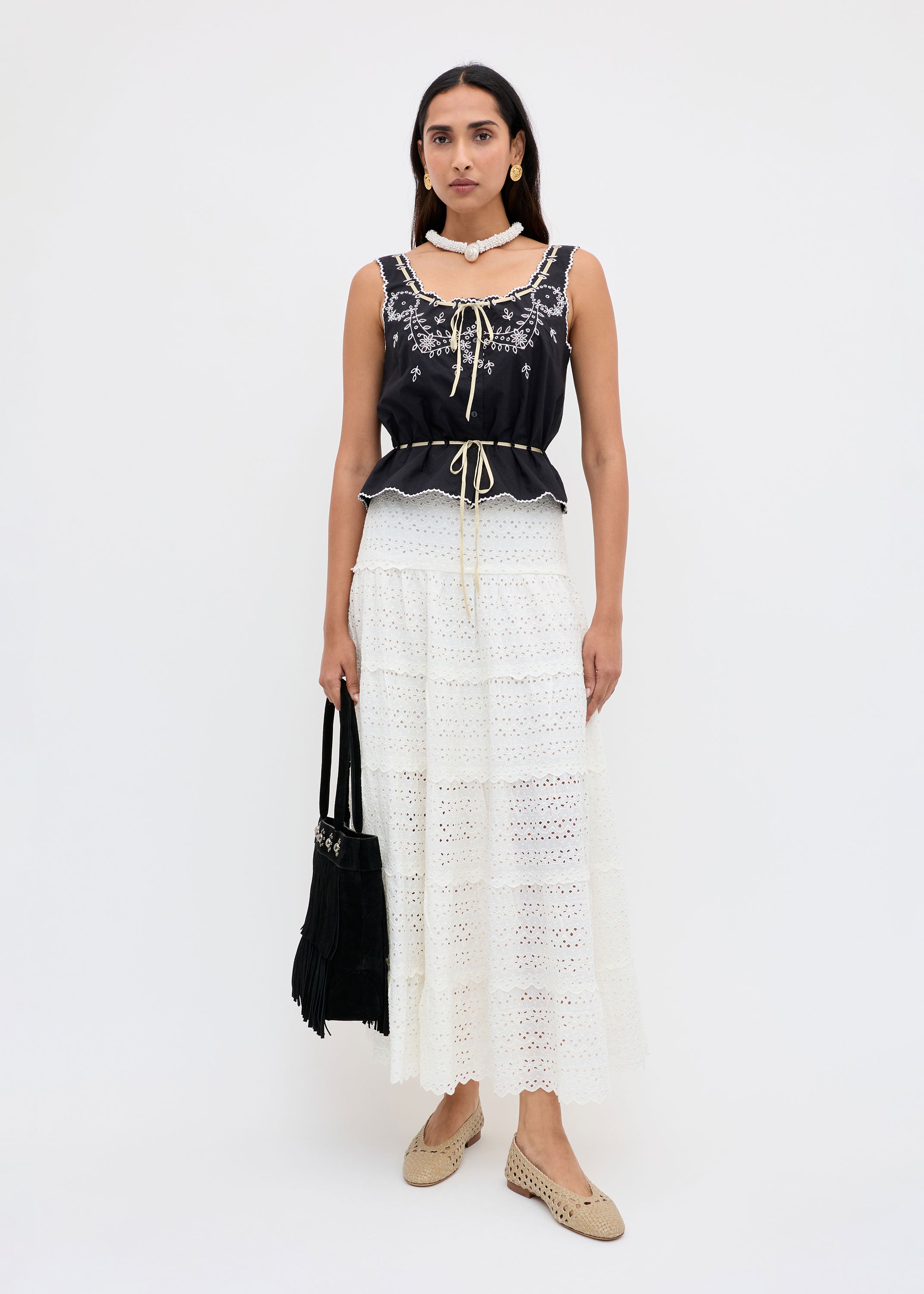 Rixo Ripeka Skirt - Ivory