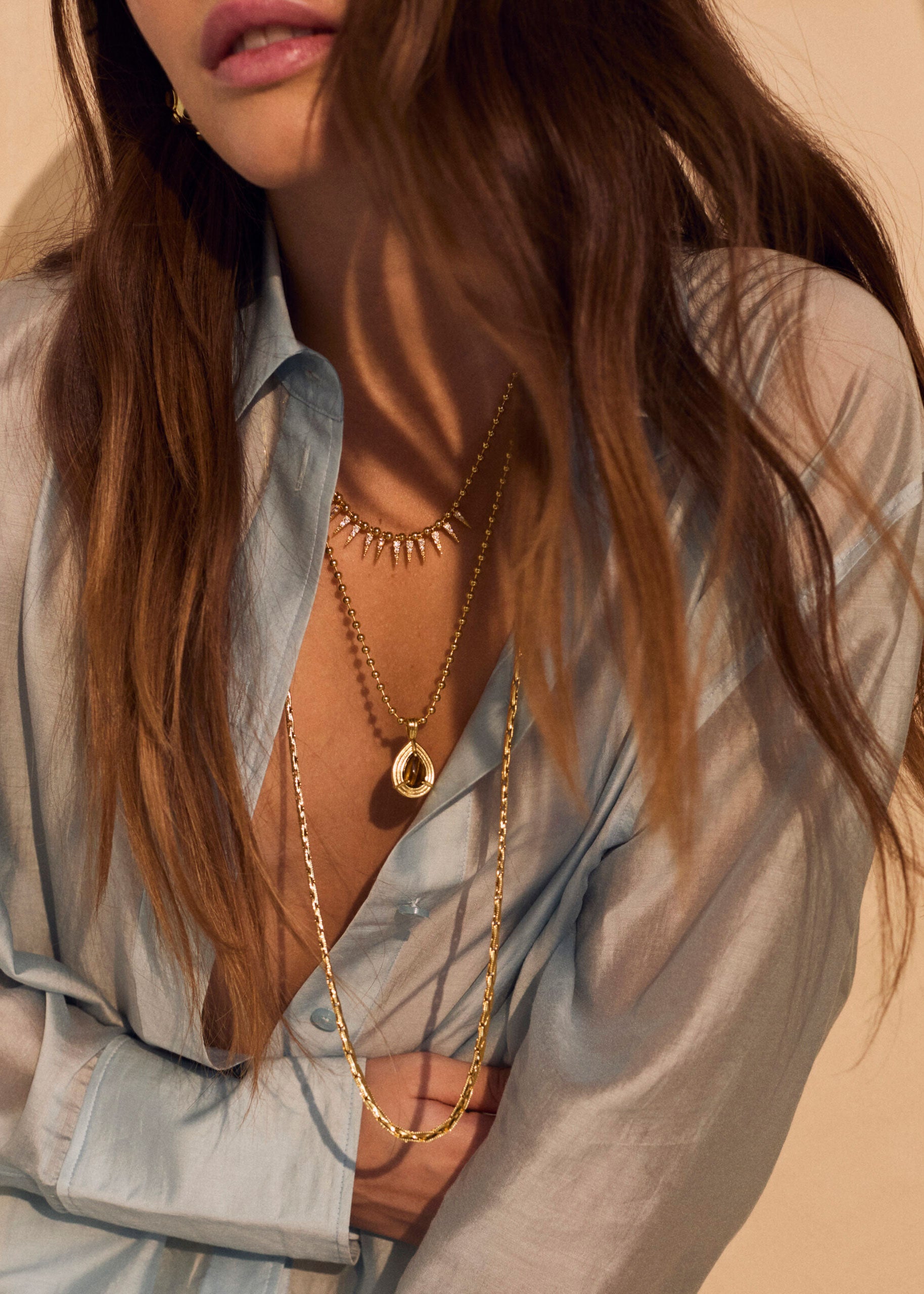 Talis Chains Cubic Zirconia Spike Drop Necklace